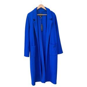 TAHARI Royal Blue Wool Blend Long Coat Womens Size L NWT Unstructured Lagenlook